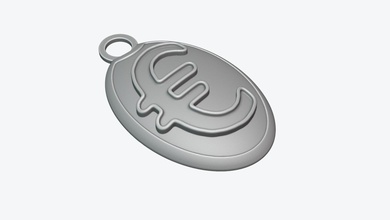 Anahtarlık euro para birimi nakit işaret sembol amblemi token biblo araçlar 3d print model - Mito3D