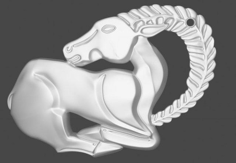 keychain in form of a scythian goat 3d print model pendants 3dexport silver jewelry 3d print model - Mito3D