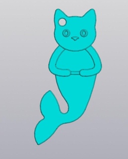 keychain mermaid cat decor kitty kitten pet fantastic creature fish trinket charm pendant 3d print model - Mito3D