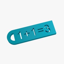 bir artı Anahtarlık üç matematik aritmetik denklem toplamı toplam dikdörtgen form şekil sembol biblo bibelot kolye eşit 3d print model - Mito3D