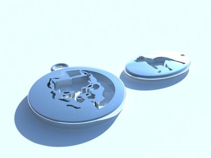 keychain pit bull silhouette 3d printing keychains stl keys pendant 3d print model - Mito3D