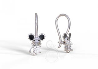 kid earring mouse classic printable 3d model design cnc milling earrings 3d print model - Mito3D