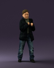 kid jeans dark blue winter acket 0538 3d print ready scan model polygon 3dprint human male realistic posed character people miniatures man woman child style success fashion beauty 3d print model - Mito3D