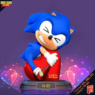 kid sonic holds red heart animals sonicthehedgehog valentine valentines valentinesday valentines-day cute 3dprint hedgehog 3dprinting statue figure 3d print model - Mito3D