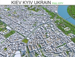 kiev ciudad ucrania 70km 3d modelo in paisajes urbanos 3dexport edificio mapa zona urbano calle topografía carretera bloquear rascacielos casa barrio horizonte centro tranvía exterior 3d print model - Mito3D