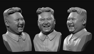 kim jong un 2 risos 3d impressão modelo in homem 3dexport retrato fracasso escultura 3d print model - Mito3D