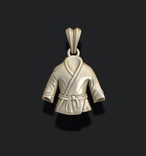 kimono pendente 3d stampa modello in ciondoli 3dexport marziale indossare formazione judo jiujitsu karatè kata jujitsu sport taekwondo uniforme kimano kung fu gioiello gioielleria stampabile argento piega 3d print model - Mito3D