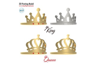 king - queen ring gold jewelry medal love 3d print model - Mito3D