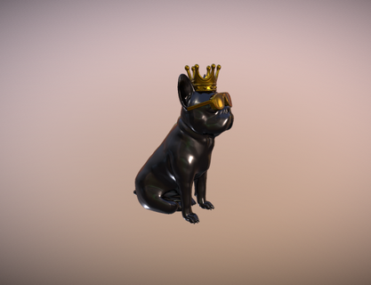 king bulldog sculpture dog crown decorative statue glassess gold bullgod 3d print model - Mito3D