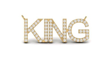 king initial pendant gents man royal knight gold silver diamond alphabets kingdom queen hiphop hip hop crown cnc jewel jewellery 3d print model - Mito3D