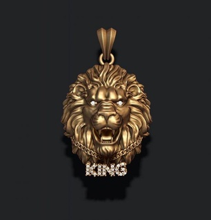 king lion chain gems pendant pendants zbrush necklace silver diamond gem gemstone briliant ice iced hip hop gold printable cad tiger pantere jewellery gemz jewelry 3d print model - Mito3D