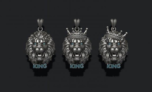 king lion crown chain gems pendants pack zbrush necklace silver diamond gem gemstone briliant ice iced hip hop gold printable cad tiger gemz korona corona jewelry 3d print model - Mito3D
