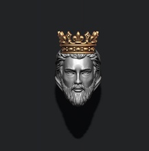 Rey anillo oro joya joyería imprimible plata ahuecado alto corona royal hombre medieval retrato monarca capa personas masculino señor 3d print model - Mito3D