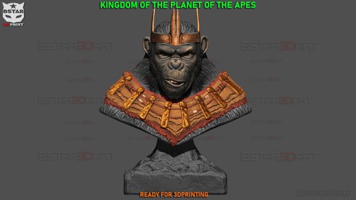 reino of planeta simios busto 3d impresión modelo in juguetes 3dexport koba mono zbrush escultura naturaleza estatua arte esculturas vida monjil rey 3d print model - Mito3D