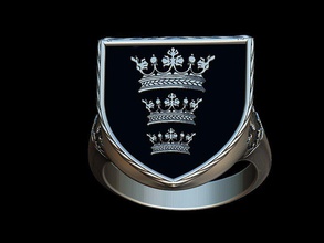 kings arthur coat arms ring jewellery jewelry signet king royal silver gold 3d print model - Mito3D