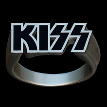 beso ventilador anillo 3d impresión modelo in anillos 3dexport joyería rock banda música plata oro 3d print model - Mito3D