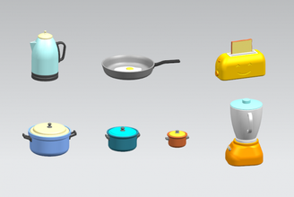 mutfak aletler 3d model in tencere araçlar 3dexport yemek sineklik uçan tava blender mikser kahve demliği tost makinası sjh minyatür mıknatıs 3d print model - Mito3D