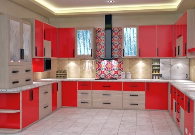 cozinha projeto 3d modelo in 3dexport modular kitchen visualization gabinete louças armário with accessories 3D print model - Mito3D