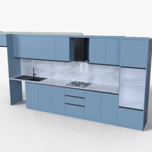 cozinha mobília realidade Projeto idéia azul branco aspirador exaustor Pia acrílico penal 3d print model - Mito3D