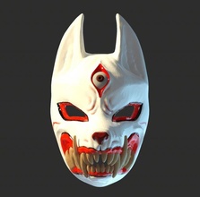 kitsune maske 3d drucken modell 3dexport japanisch fuchs geist tsushima samurai cosplay helm halloween oni japan 3d print model - Mito3D