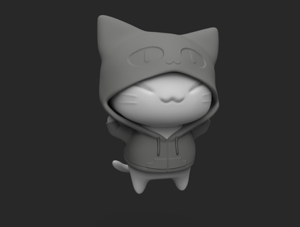 a kitten in hoodie 3d print model toys 3dexport stl printing-model figure cute toy collection 3d print model - Mito3D