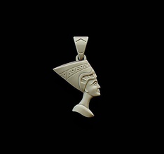 Kleopatra Anhänger Nofretete Ägypten ägyptisch Frau Büste uralt Pharao Geschichte Profil Göttin weiblich Schmuck Halskette Porträt Statue Skulptur 3d print model - Mito3D