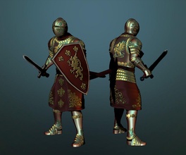 knight 3d print model in figurines 3dexport warrior armor sword helmet shield crusader lancelot fighter paladin human miniatures king armour helm 3d print model - Mito3D