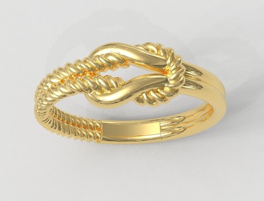 knoten ring 3d drucken modell ringe 3dexport gold schmuck paulorani klassisch seil silber oval edelstein diamant band knot ring rope classic ribbon 3d print model - Mito3D