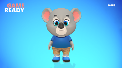 coala oso animado equipado salvaje selva zoo dibujos animados personaje bebé lindo juego chibi lowpoly bípedo unidad 3d humanoide osito peluche 3d print model - Mito3D