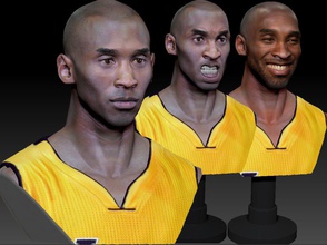 kobe bryant 3 textured 3d print busts model in sculpture 3dexport nba basketball star game olympic player athlete legend man people character human sport portrait face head bust famous 3d print model - Mito3D