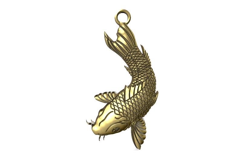 koi fish pendant 3d print model in pendants 3dexport carp jewelry jewel fashion art 3D print model - Mito3D