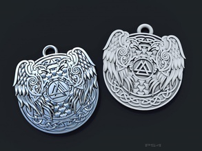kolovrat pendant 3d print model in pendants 3dexport jewelry jewel jewellery gold silver pattern design bird raven cnc stl printing symbol character 3d print model - Mito3D