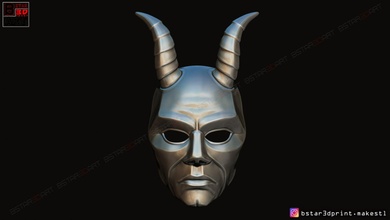 krampus devil mask - satan demon halloween 3d print model in toys 3dexport horror dark knight terrible human darcula cosplay horn games 3d print model - Mito3D
