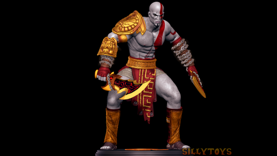 kratos - god war 3 man blades armor strong muscles ps3 greek spartan fighter white death 3d print model - Mito3D