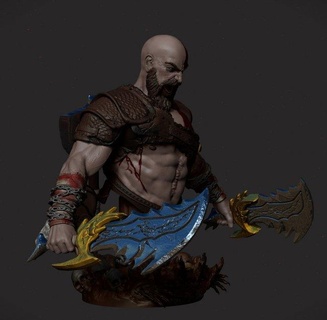 kratos bust god war ragnarok monsters & creatures gow godofwar godofwardkratos monster blade chaos statue collectible figure readytoprint 3d print model - Mito3D
