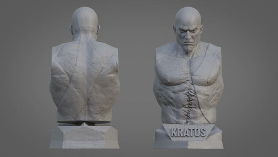 kratos ultra-detailed support-free bust 3d model man god war halloween game character art print poly printable figures gow 3d print model - Mito3D