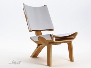 kurven chair free 3d model in 3dexport contemporist wood vray realistic leather interior- 3d print model - Mito3D