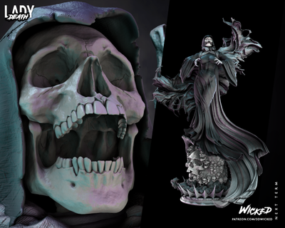 senhora morte estátua stl pronto impressão monstros criaturas 3d print model - Mito3D