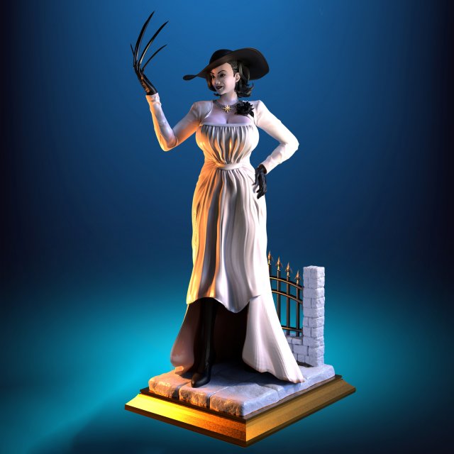 dame dimitrescu zahl druckbar 3d drucken modell frau 3dexport lady nsfw action figure figur weiblich vampir gruselig grusel spiele 3D print model - Mito3D
