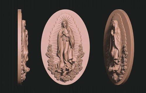 lady guadalupe - relief mexico cnc sculpture traditional spirituality statue classic sacred decoration jewerly female stone wood metal milling art sculptures jewelry figure 3d print model - Mito3D