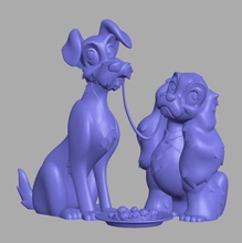 hanım serseri 3d yazdır model in figürinler 3dexport disney 3dprint ladyandtramp disneymodel reçine iplik disneys köpek köpekler karikatür film animacio 3d print model - Mito3D