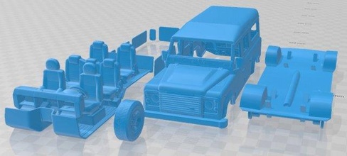 land rover defender 110 station wagon printable car 3d print model in automotive 3dexport slot scalextric tamiya rc miniz hobby micro crawler 3d print model - Mito3D