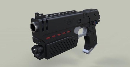 législateur juge dredd pistolet arme militaire loi réplique cosplay soutenir impression imprimable 3d print model - Mito3D