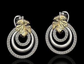 leaf earrings 3d printable stl earring silver paltinum gem gemstones diamond gold fashion women leaves jewellry 3d print model - Mito3D