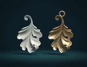 leaf fig scrolls pendant charm jewelry plant 3d print model - Mito3D