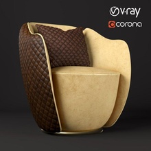 cuir fauteuil audrey italie 3d modèle in chaise 3dexport marron sombre lumière moderne salon luxe 3d print model - Mito3D