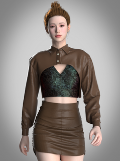 couro saia 3d impressão modelo roupas moda 3ds clo3d pano designer maravilhoso 3d print model - Mito3D