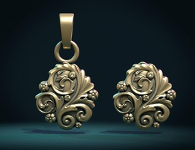 leaves scrolls charm pendant 3d print model in pendants 3dexport baroque flowers ornate stereolithography 3d print model - Mito3D