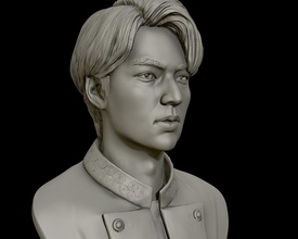 lee min 3d portrait modèle impression in sculpture 3dexport monochrome leeminho acteur art sculptures 3d print model - Mito3D