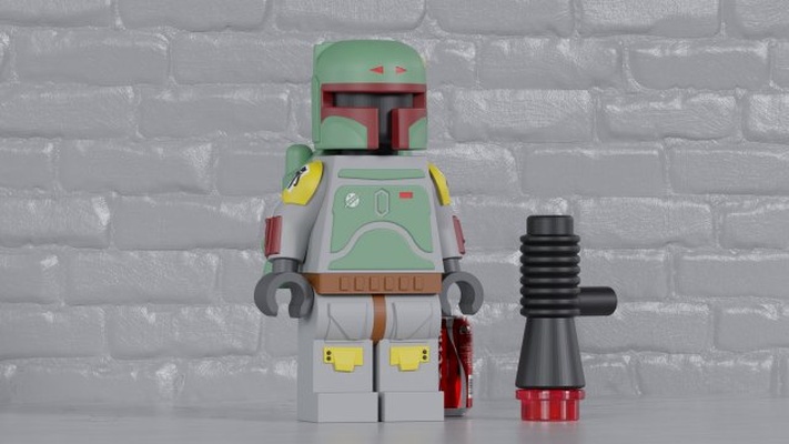 lego cloud city boba fett - fully articulated 3d print model in sculpture 3dexport minifig maxifig minifigure maxifigure empire strikes back toy 3d print model - Mito3D